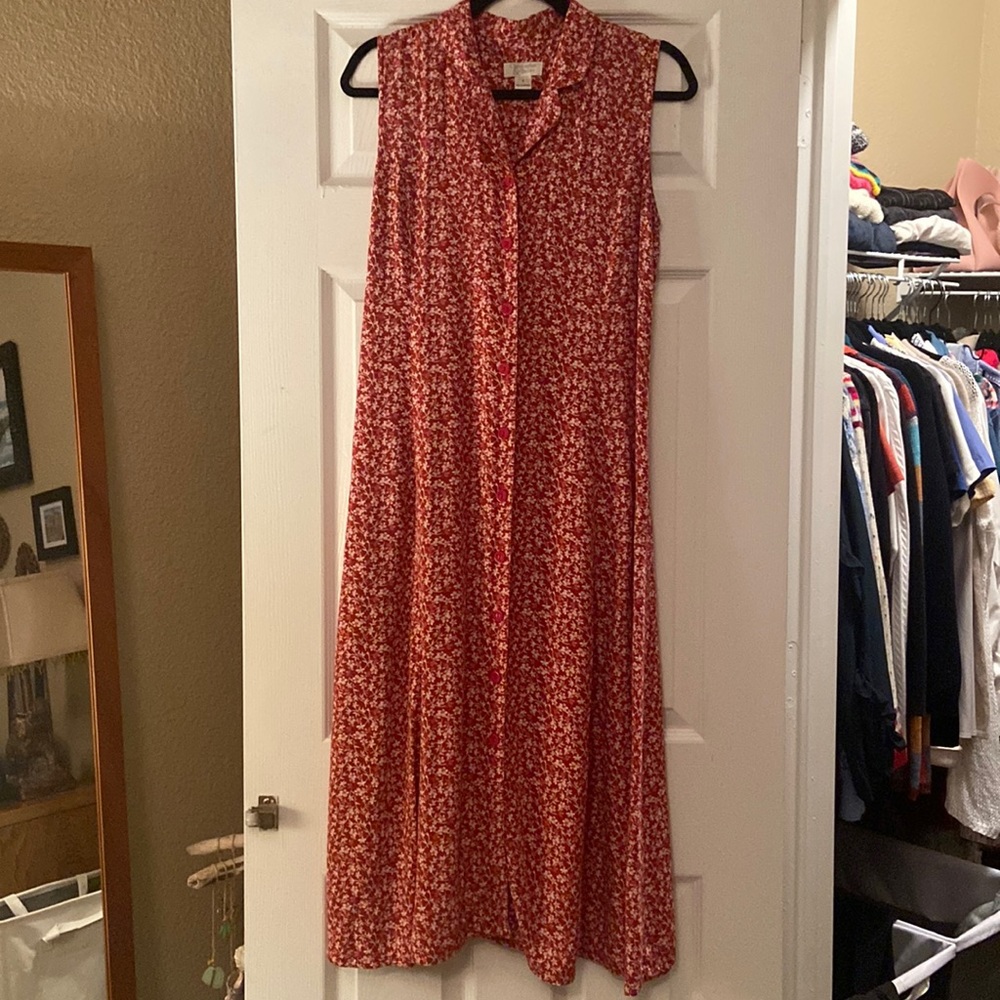 Long pink collared tank dress